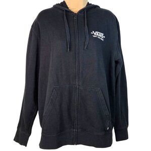 Vans "Off The Wall" 1966 Black Zip-Up Hoodie M Pockets Drawstring